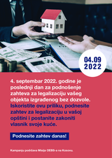 Supporting institutions in Kosovo regulate constructions without permit poster