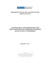 Assessing progress in the implementation of the policy framework for the reintegration of repatriated persons in Kosovo’s municipalities