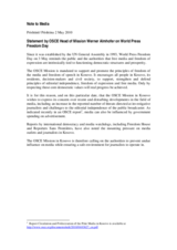 Statement by the Head of the OSCE Mission in Kosovo, Ambassador Werner Almhofer, on World Press Freedom Day