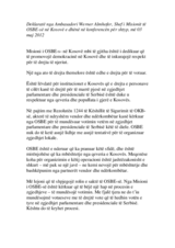 Deklaratë nga Ambasadori Werner Almhofer, Shef i Misionit të  OSBE-së në Kosovë e dhënë në konferencën për shtyp