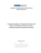 Komunake Respodipya vash Siguripeske Incidentya kola Qalavena e Komuniteten ani Kosova thay rola e Komunake Komuniteteske Siguripeske Konsileski