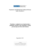 Notadeipe e anglipesko ano implementipe e politikune ramesko vash reintegripe e irande personyengo ano Kosovake komune