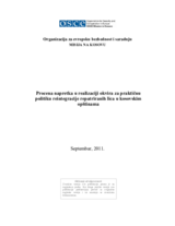 Procena napretka u realizaciji okvira za praktičnu politiku reintegracije repatriranih lica u kosovskim opštinama