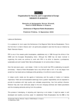 Remarks by the Head of the OSCE Mission in Kosovo at the Conference of Regional Public Broadcasters