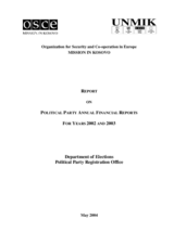 Political Party annual Financial Reports for years 2002 and 2003