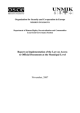 Report on implementation of the Law on Access to Official Documents at the Municipal Level