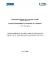 Assessment for establishing a referral mechanism for victims of trafficking in human beings in Kosovo