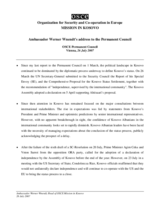 Remarks by the Head of OSCE Mission in Kosovo to the Permanent Council