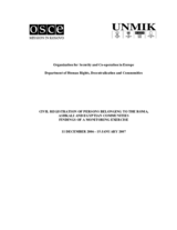 Civil registration of persons belonging to the Roma, Ashkali and Egyptian communities: findings of a monitoring exercise