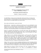 Remarks by the Head of the OSCE Mission in Kosovo on European political perspectives