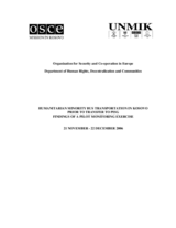 Humanitarian Minority Bus Transportation in Kosovo Prior to Transfer to PISG Findings of a Pilot Monitoring Exercise