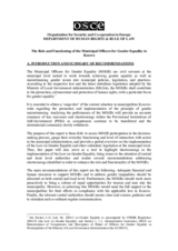 The Role and Functioning of the Municipal Officers for Gender Equality in Kosovo