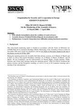 Assembly of Kosovo Monitoring Report