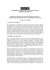 Report by the Head of the OSCE Mission in Kosovo to the Permanent Council