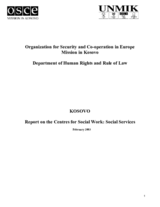 Report on the Centres for Social Work: Social Services